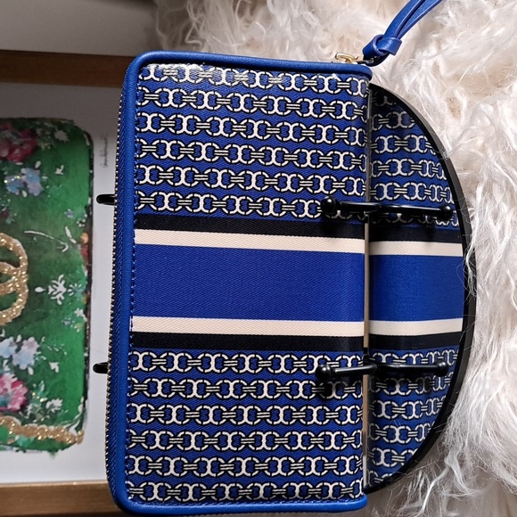 Tory Burch NWTs Gemini Link Royal Blue Continental Wallet - Picture 5 of 11